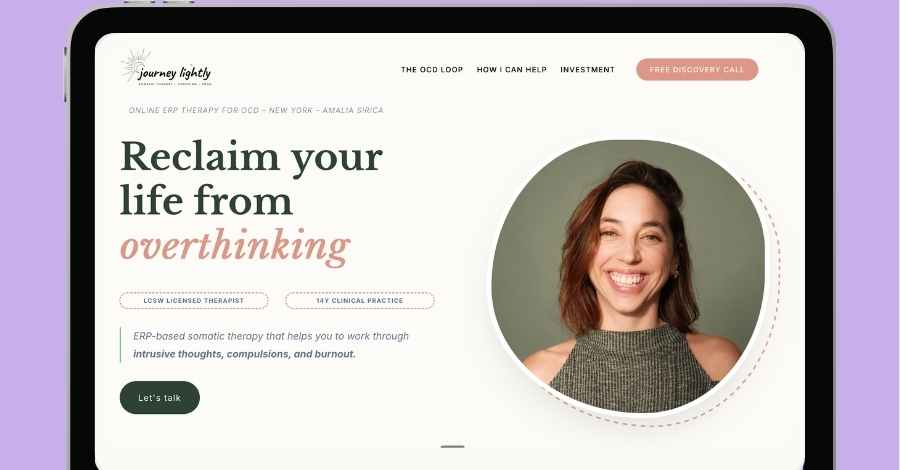 Therapist website example - Journey lightly, Amalia Sirica Therapist website example - Journey lightly, Amalia Sirica